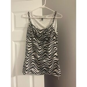 White House Black Market XS Zebra Print Sleeveless‎ Cowl Neck Cami Tank Top